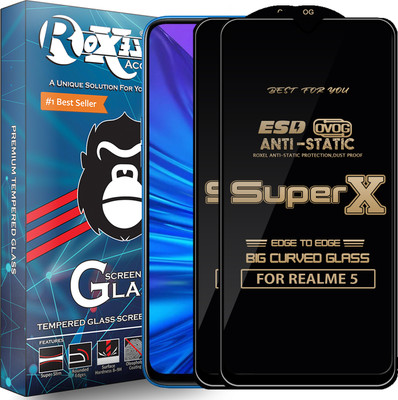 Roxel Edge To Edge Tempered Glass for REALME 5(Pack of 2)