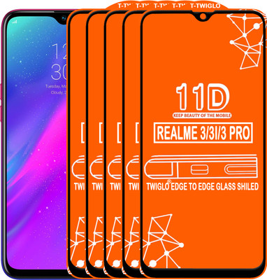 TWIGLO Edge To Edge Tempered Glass for Realme 3i(Pack of 5)