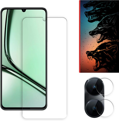 SOMTONE Edge To Edge Tempered Glass for Realme Note 60x 4G Tempered Glass Screen Protector | Anti-Scratch | Edge to Edge Full Coverage | 9H Hardness ( 1 FRONT SCREEN GUARD + 1 CAMERA LENS PROTECTOR + 1 FREE BACK EMBOSSED SKIN061 )(Pack of 1)