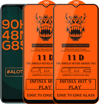 Forego Edge To Edge Tempered Glass for Infinix Hot 9 Play(Pack of 2)