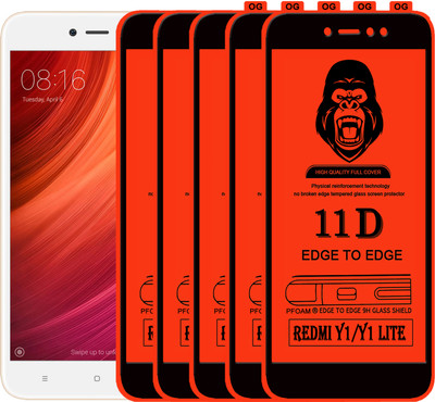 Laxdom Edge To Edge Tempered Glass for Mi Redmi Y1(Pack of 5)