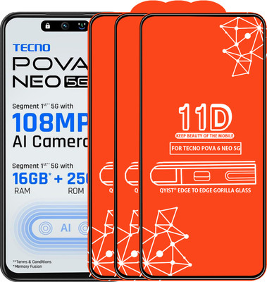 Qyist Edge To Edge Tempered Glass for TECNO POVA 6 NEO 5G(Pack of 3)