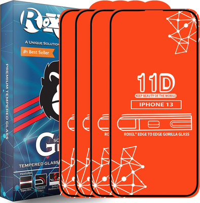 Roxel Edge To Edge Tempered Glass for Iphone 13(Pack of 4)
