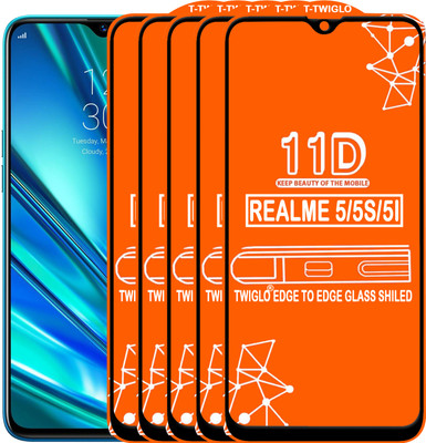 TWIGLO Edge To Edge Tempered Glass for REALME 5(Pack of 5)