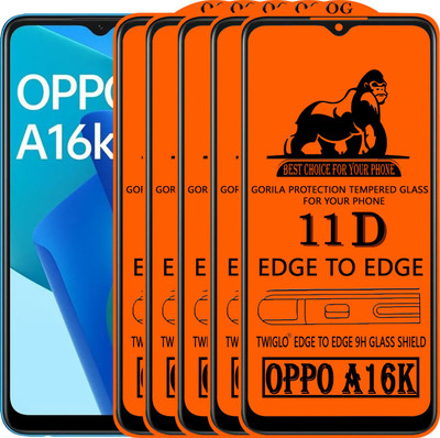 TWIGLO Edge To Edge Tempered Glass for OPPO A16K(Pack of 5)