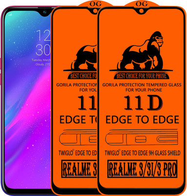 TWIGLO Edge To Edge Tempered Glass for Realme 3(Pack of 2)