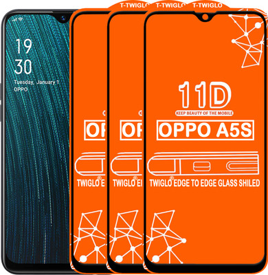 TWIGLO Edge To Edge Tempered Glass for OPPO A5S(Pack of 3)