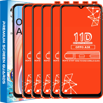 Rofix star Edge To Edge Tempered Glass for OPPO A38(Pack of 5)