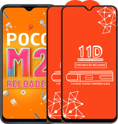 Roxel Edge To Edge Tempered Glass for Poco M2 Reloaded(Pack of 2)