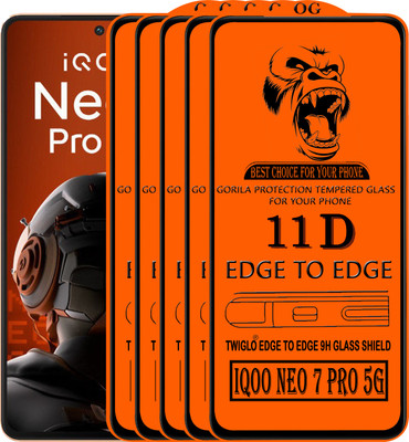 TWIGLO Edge To Edge Tempered Glass for IQOO NEO 7 PRO 5G(Pack of 5)