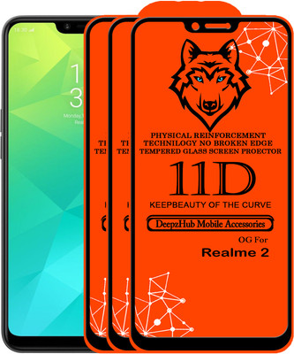 CRodible Edge To Edge Tempered Glass for Realme 2(Pack of 3)