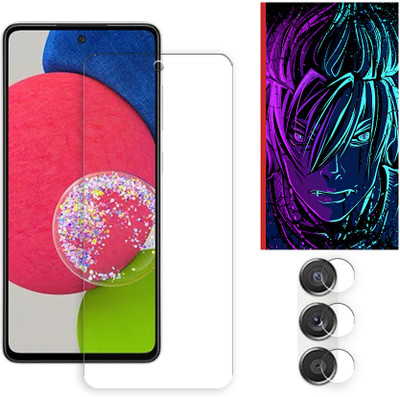 ARBAN Edge To Edge Tempered Glass for Samsung Galaxy A72 4G Tempered Glass Screen Protector | Anti-Scratch | Edge to Edge Full Coverage | 9H Hardness (1 FRONT SCREEN GUARD + 1 CAMERA LENS PROTECTOR + 1 FREE BACK EMBOSSED SKIN002)(Pack of 1)