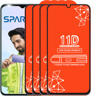 Qyist Edge To Edge Tempered Glass for Tecno Spark 8T(Pack of 4)