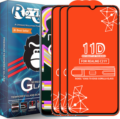 Roxel Edge To Edge Tempered Glass for Realme C21Y(Pack of 3)