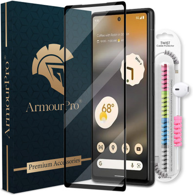 ArmourPro Edge To Edge Tempered Glass for Google Pixel 6A 5G, Google Pixel 6A, Pixel 6A, Google Pixel 7A 5G, Pixel 7A, Google Pixel 7A, 1 OG Tempered Glass with 1 Cable Protector(Pack of 2)