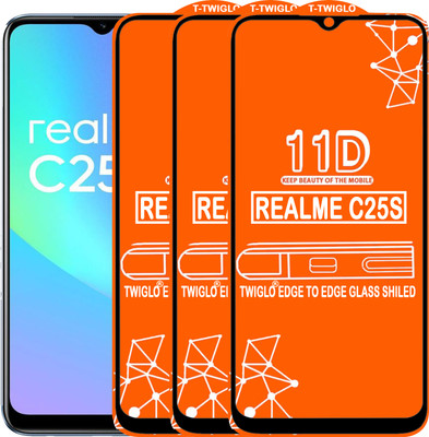 TWIGLO Edge To Edge Tempered Glass for REALME C25S(Pack of 3)