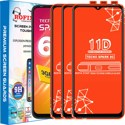 Rofix star Edge To Edge Tempered Glass for TECNO SPARK 8C(Pack of 3)