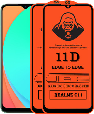Laxdom Edge To Edge Tempered Glass for REALME C11(Pack of 2)