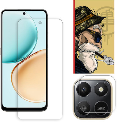 SOMTONE Edge To Edge Tempered Glass for Honor X7d 4G Tempered Glass Screen Protector | Anti-Scratch | Edge to Edge Full Coverage | 9H Hardness ( 1 FRONT SCREEN GUARD + 1 CAMERA LENS PROTECTOR + 1 FREE BACK EMBOSSED SKIN001 )(Pack of 1)
