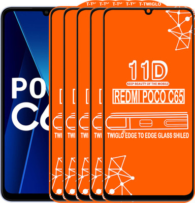 TWIGLO Edge To Edge Tempered Glass for REDMI POCO C65(Pack of 5)