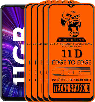 TWIGLO Edge To Edge Tempered Glass for TECNO SPARK 9(Pack of 5)