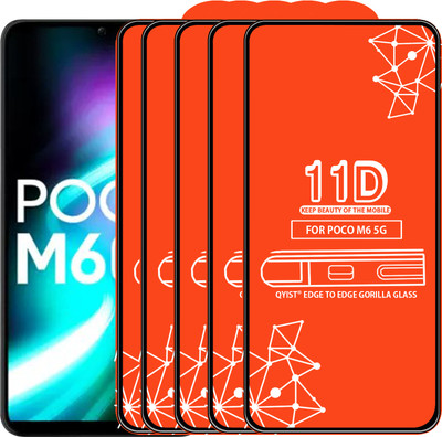 Qyist Edge To Edge Tempered Glass for poco m6 5g(Pack of 5)