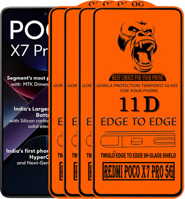 TWIGLO Edge To Edge Tempered Glass for REDMI POCO X7 PRO 5G(Pack of 4)