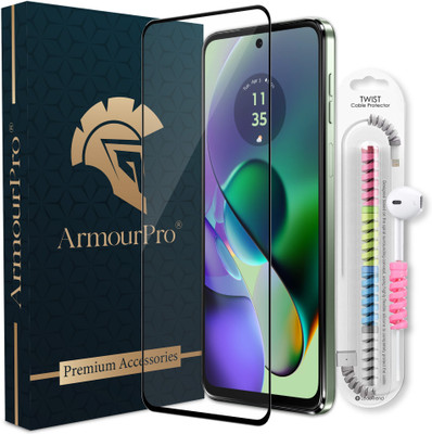 ArmourPro Edge To Edge Tempered Glass for Motorola G64 5G, Motorola G64, G64 5G, Moto G64 5G, Moto G64, OG Tempered Glass with Cable Protector(Pack of 1)