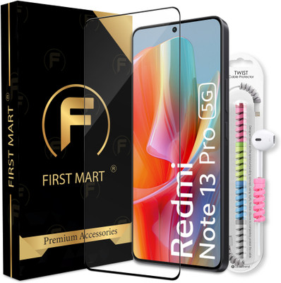 FIRST MART Edge To Edge Tempered Glass for Redmi Note 13 Pro 5G, Redmi Note 13 Pro, Redmi Note 13 5G, Redmi Note 13, OG Tempered Glass with Cable Protector(Pack of 1)