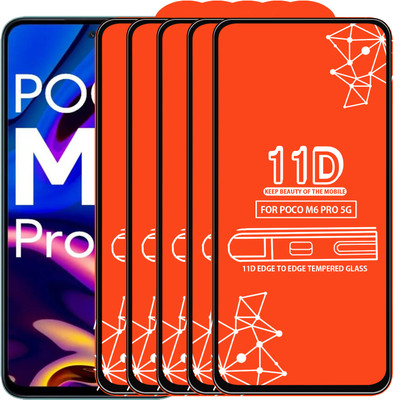 Qyist Edge To Edge Tempered Glass for Poco M6 Pro 5G(Pack of 5)