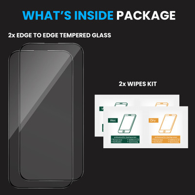 ArmourPro Edge To Edge Tempered Glass for iPhone 16, Apple iPhone 16, 16(Pack of 2)