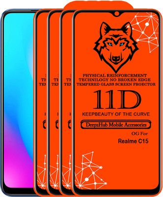 DeepzHub Edge To Edge Tempered Glass for Realme C15(Pack of 4)