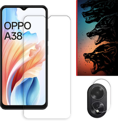 SOMTONE Edge To Edge Tempered Glass for Oppo A38 4G Tempered Glass Screen Protector | Anti-Scratch | Edge to Edge Full Coverage | 9H Hardness ( 1 FRONT SCREEN GUARD + 1 CAMERA LENS PROTECTOR + 1 FREE BACK EMBOSSED SKIN061 )(Pack of 1)