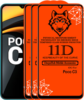 DeepzHub Edge To Edge Tempered Glass for POCO C3(Pack of 3)