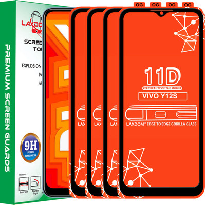 Laxdom Edge To Edge Tempered Glass for VIVO Y12S(Pack of 4)