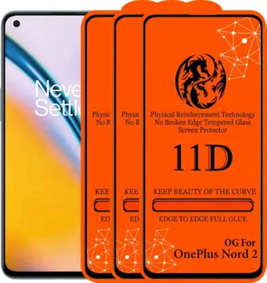 NaturalBuy Edge To Edge Tempered Glass for OnePlus Nord 2, OnePlus Nord 2 5G-11D -11D(Pack of 3)