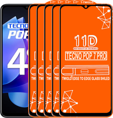 TWIGLO Edge To Edge Tempered Glass for TECNO POP 7 PRO(Pack of 5)