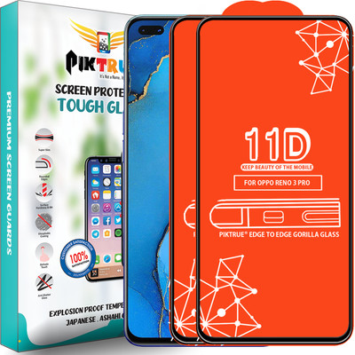 PikTrue Edge To Edge Tempered Glass for Oppo Reno 3 Pro(Pack of 2)