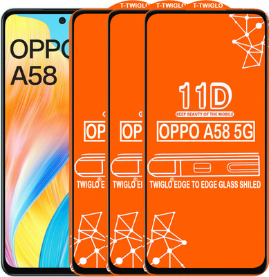TWIGLO Edge To Edge Tempered Glass for OPPO A58 4G(Pack of 3)