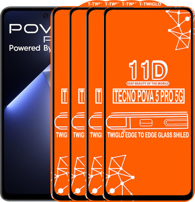 TWIGLO Edge To Edge Tempered Glass for TECNO POVA 5 PRO 5G(Pack of 4)