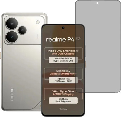 SPRITZEN Edge To Edge Tempered Glass for Realme P4 5G, Privacy Tempered glass(Pack of 1)