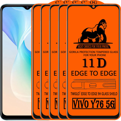 TWIGLO Edge To Edge Tempered Glass for VIVO Y76 5G(Pack of 5)