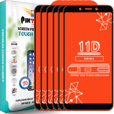 PikTrue Edge To Edge Tempered Glass for Mi Redmi 6(Pack of 6)