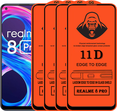 Laxdom Edge To Edge Tempered Glass for REALME 8 PRO(Pack of 4)