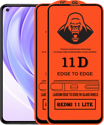 Laxdom Edge To Edge Tempered Glass for REDMI 11 LITE(Pack of 2)