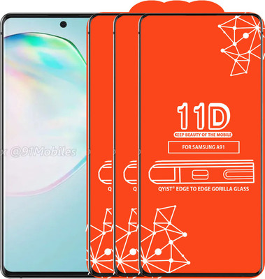 Qyist Edge To Edge Tempered Glass for Samsung Galaxy A91(Pack of 3)