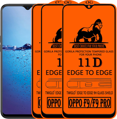 TWIGLO Edge To Edge Tempered Glass for Oppo F9(Pack of 3)
