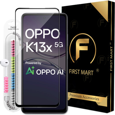 FIRST MART Edge To Edge Tempered Glass for Oppo K13X 5G, Oppo K13X, OG Tempered Glass with Cable Protector(Pack of 1)