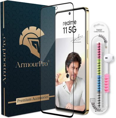 ArmourPro Edge To Edge Tempered Glass for Realme 11 5G, Realme Narzo 60X 5G, Narzo 60X, 1 OG Tempered Glass with 1 Cable Protector(Pack of 2)