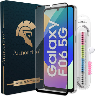 ArmourPro Edge To Edge Tempered Glass for SAMSUNG Galaxy F06 5G, Samsung M06, Samsung A06, Matte OG Tempered Glass with Cable Protector(Pack of 1)